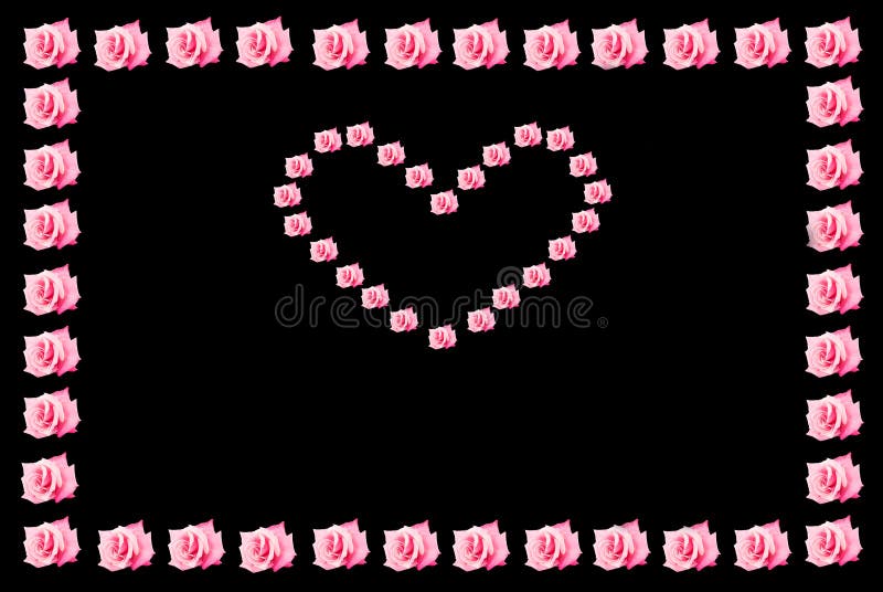 Pink Rose Valentine Heart with Border