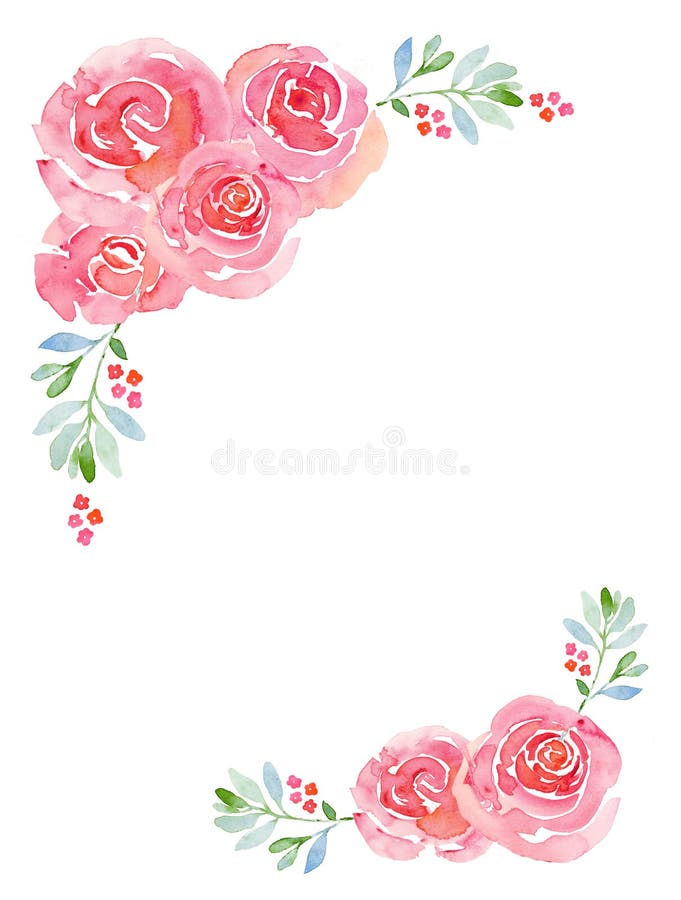 Watercolor Background with Floral Wreath Stock Illustration ...