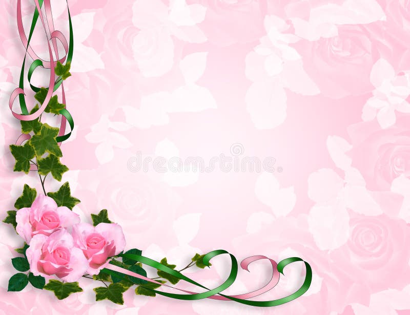 Wedding Invitation Pink Roses on Satin Stock Illustration ...