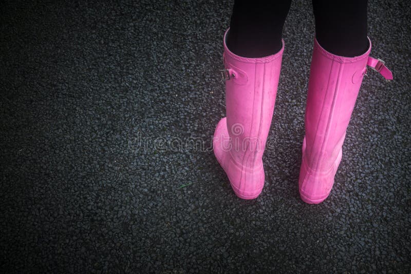 Pink Rubber Boots stock photo. Image of gray, boots, pink 97853564