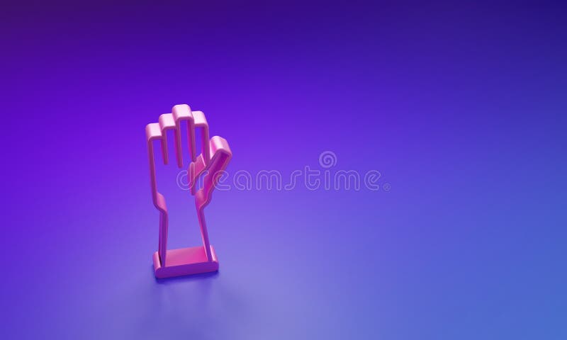 Pink Rubber gloves icon isolated on purple-blue background. Latex hand protection sign. Housework cleaning equipment stock illustration