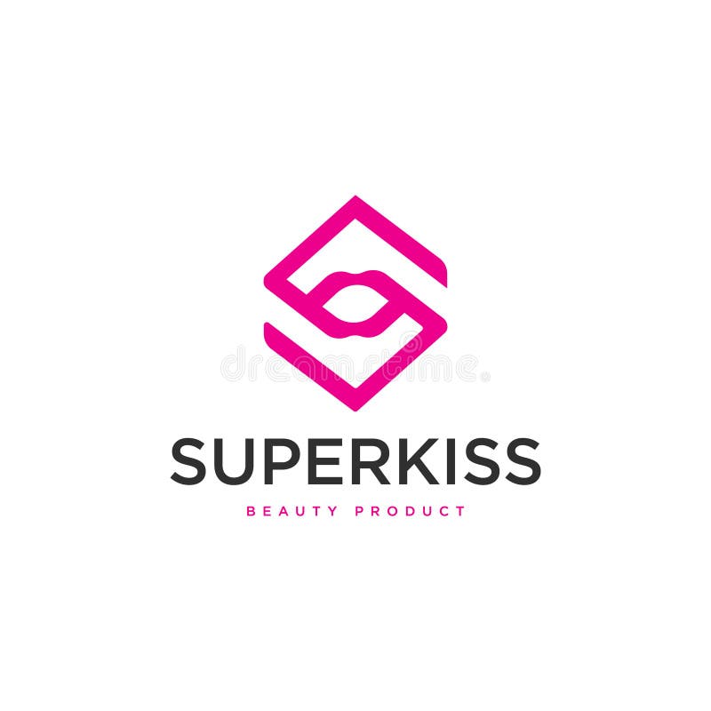 Pink S letter initial geometry with woman lip kiss shape logo royalty free illustration Pink S letter initial geometry with woman lip kiss shape logo royalty free illustration