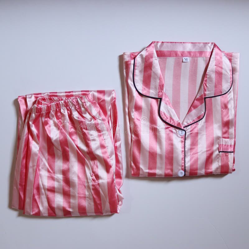 Pink satin pajamas set stock photo. Image of cozy, silk 262517832