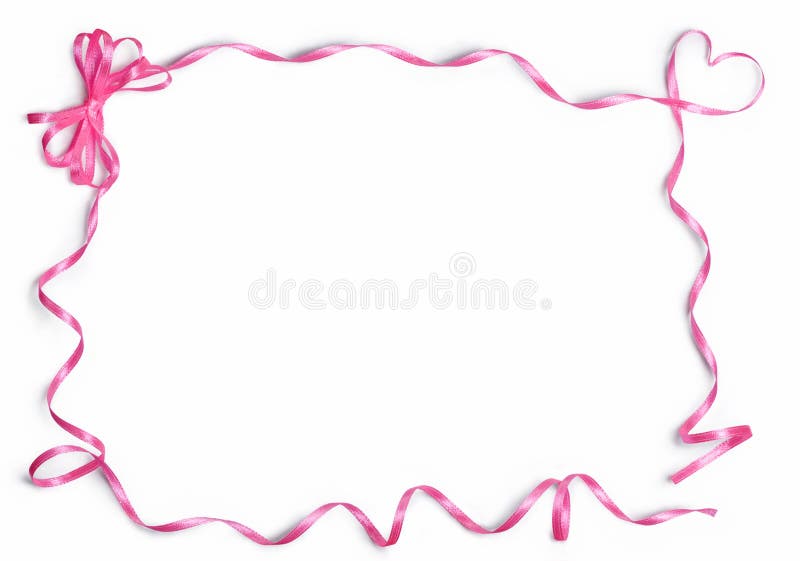 Pink satin ribbon frame stock image