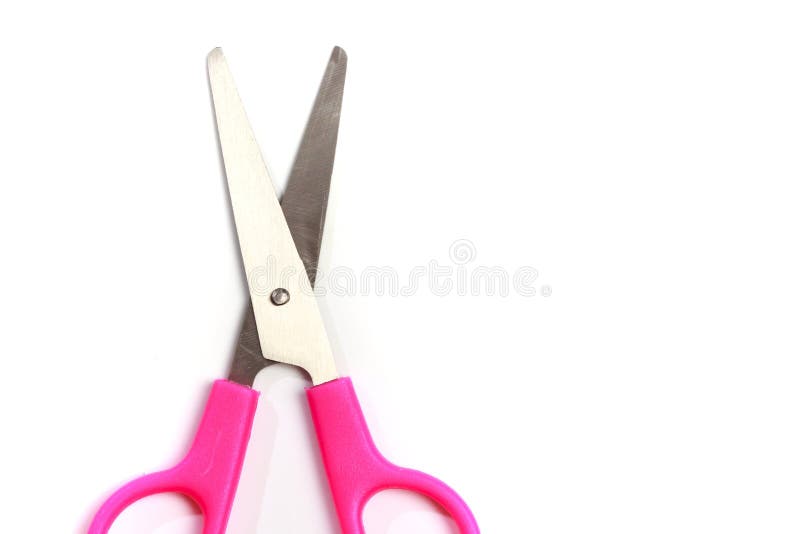 Pink Scissors Isolated On White Background Stock Photo