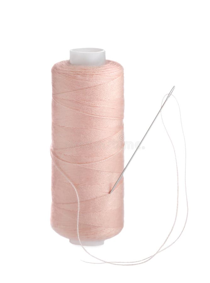 Pink Sewing Thread with Needle Isolated on White Stock Image Image of sewing, design 240661385