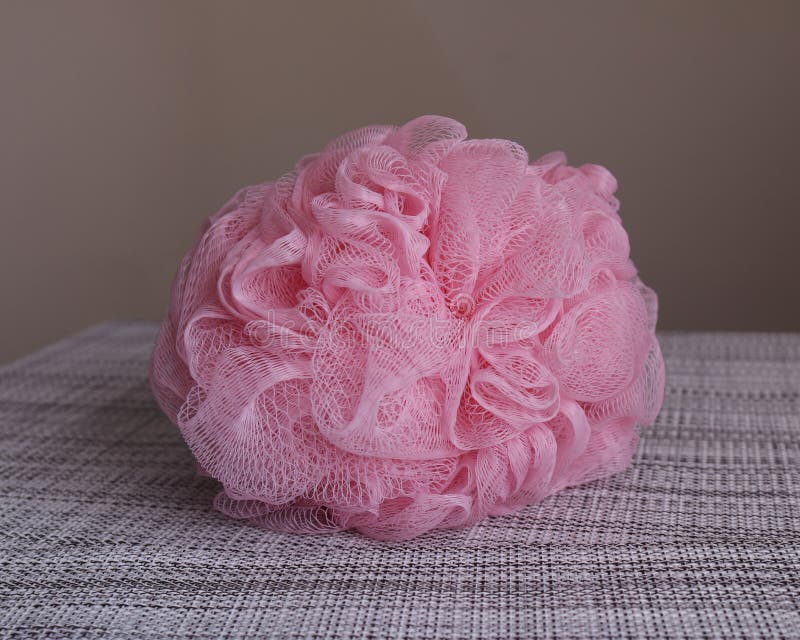 Pink shower sponge stock photo. Image of body, care 143640610