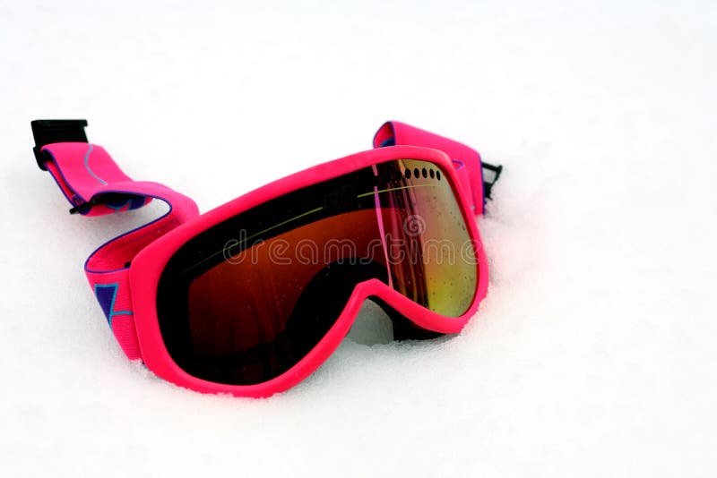 Pink Ski Goggles and Skis stock photo. Image of concept 3921132