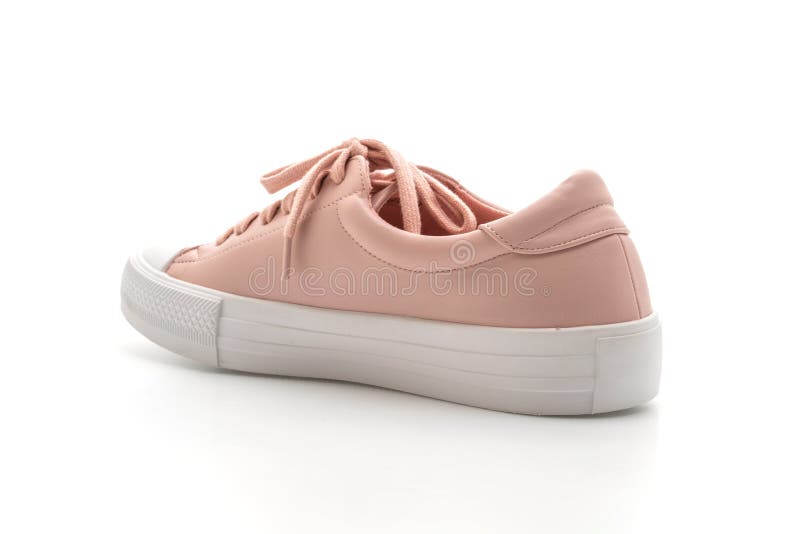 Pink Sneakers Shoes on White Background Stock Photo - Image of flat ...