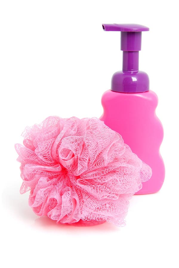 Pink Soap Bottle with Sponge Stock Image Image of wash, health 12357401