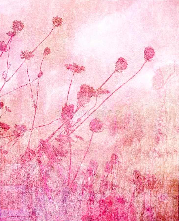 Pink soft summer meadow textured background with text space. Backdrop simple landscape illustrations