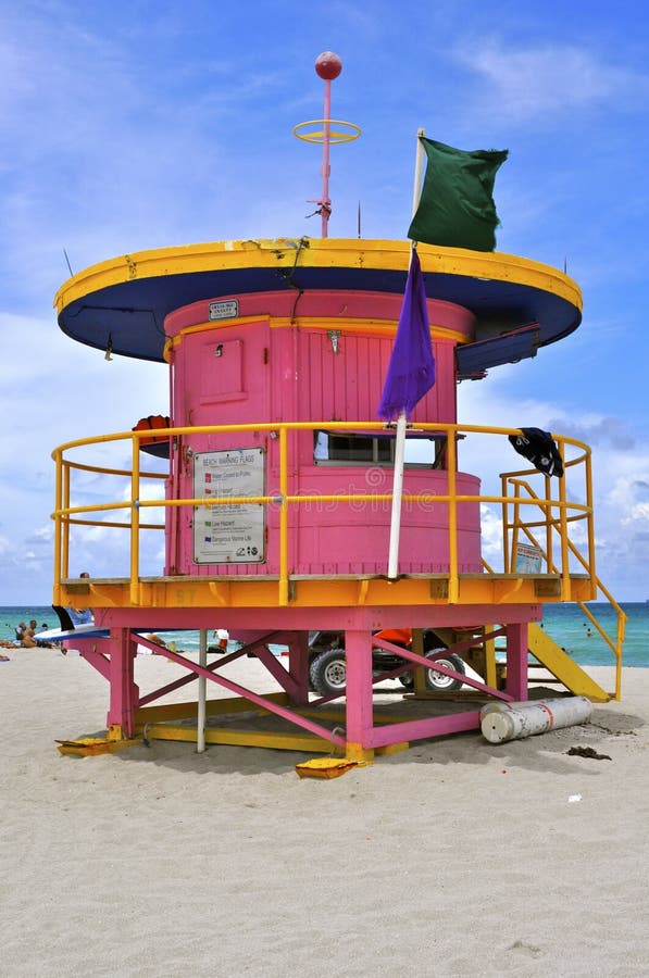 Pink South Miami Beach Hut stock image. Image of tourism 15478317