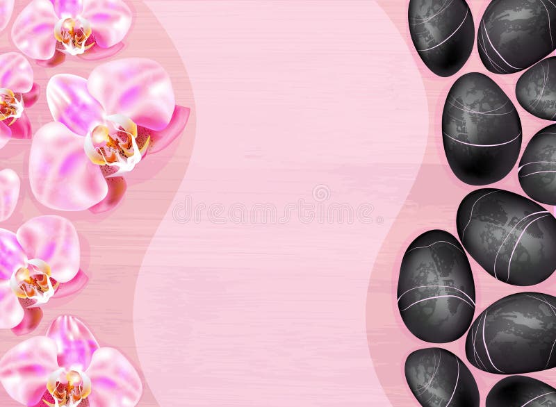 Pink Spa Background with Orchids Stock Vector - Illustration of meditation,  stone: 30093234