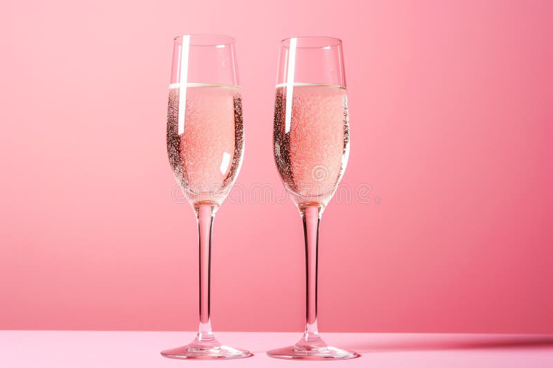 Pink Sparkling Champagne Glasses, Pink Life Stock Illustration
