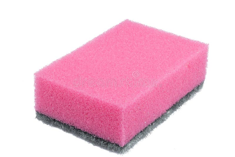 Pink sponge on a white background