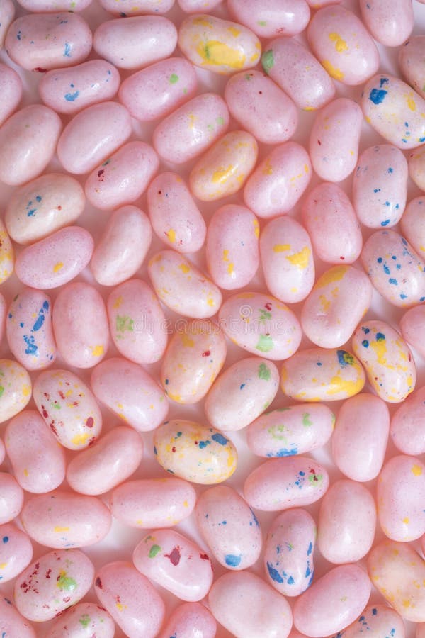 Pink and Spotted Jelly Beans Laid As a Background Stock Photo Image