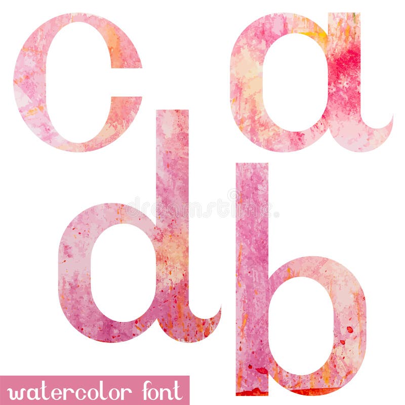 Pink spring watercolor font letters A B C D