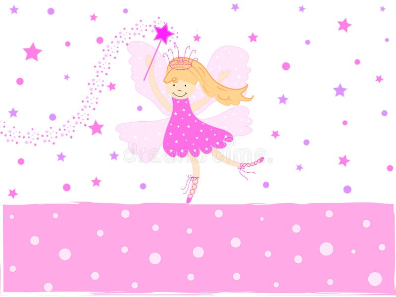 Pink fairy with colorful stars. Pink fairy with colorful stars