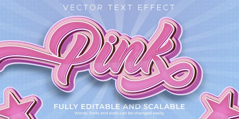 Pink star text effect  editable light and soft text style