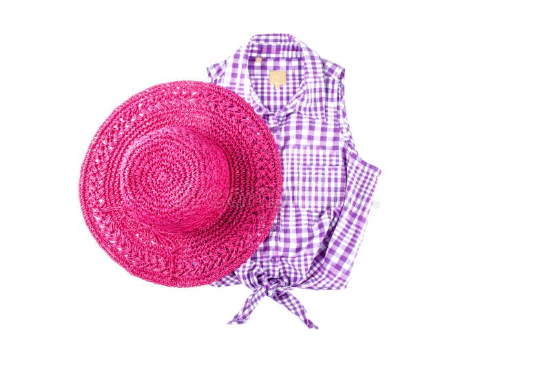Pink Straw Hat and Sleeveless Shirt