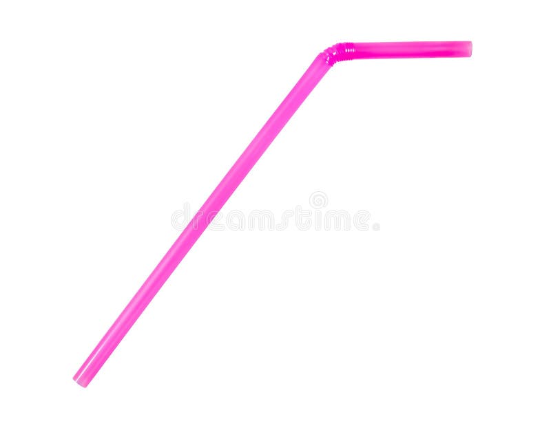 It Is One Pink Straw Isolated On White.Straw Isolated On White