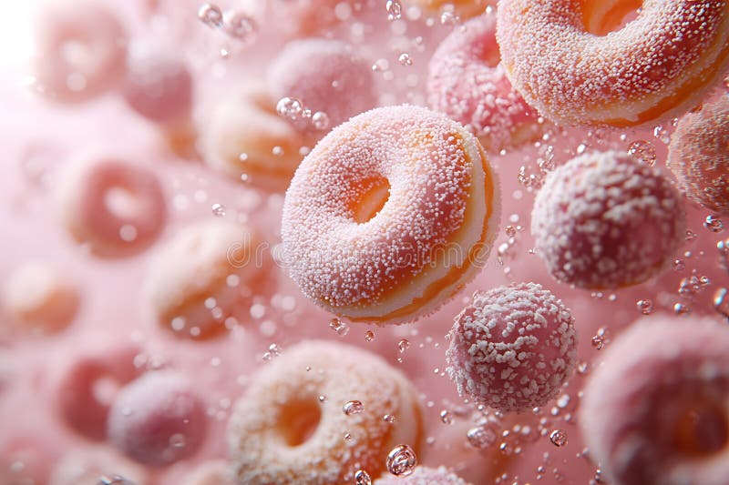 Pink Sugar Flytande i mousserande vatten Utspädd 3D-render stock illustrationer