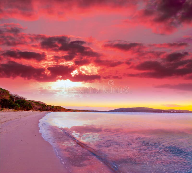 Pink sunset in Mugoni beach