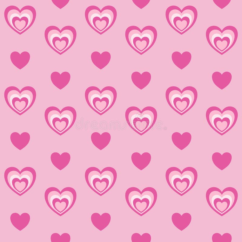 Pink Sweet Heart in Heart Seamless Pattern Stock Illustration