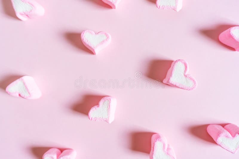 Pink Sweet Marshmallow, on Pink Pastel Coloured Background stock photo
