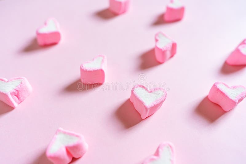 Pink Sweet Marshmallow, on Pink Pastel Coloured Background royalty free stock image