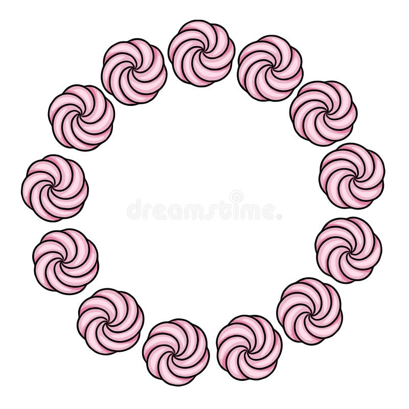 Pink Swirl Meringue Vector Border Frame Illustration royalty free illustration