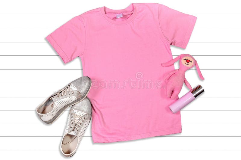 Download Pink T Shirt Mock Up On A White Background Stock Image Image Of Background Shirt 126530763