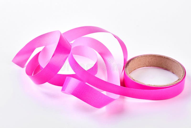 Pink Tape for Gift Packaging. Stock Photo Image of celebrate, curl