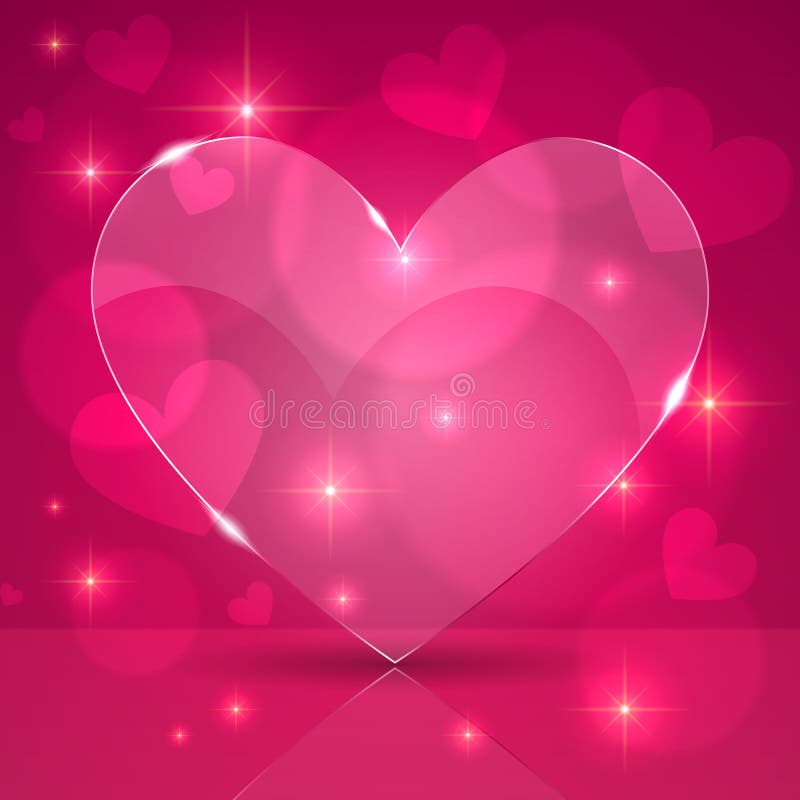 Pink Thin Shining Glass Heart On Lights Background Stock Vector Image
