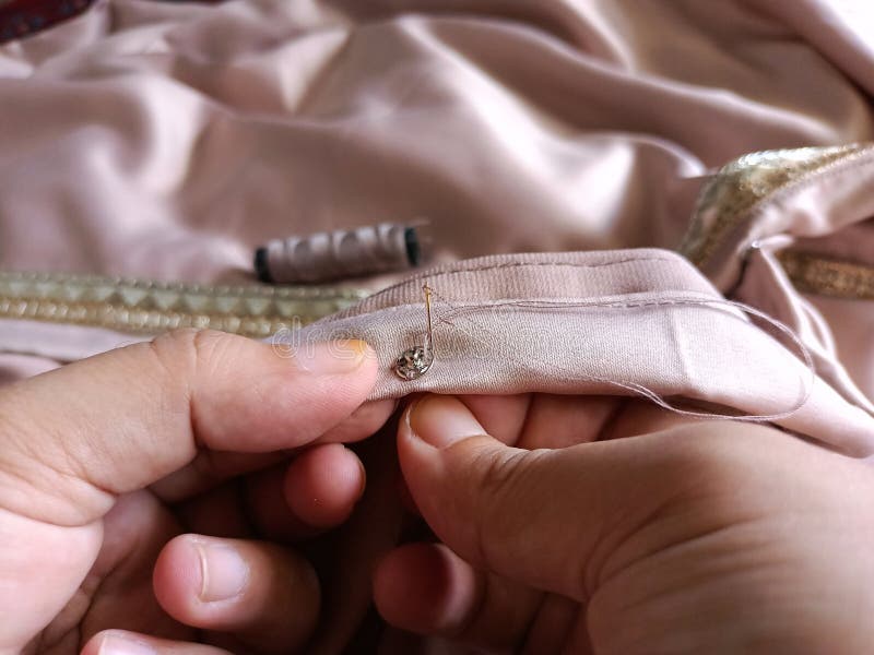 Pink Thread and Needle Sewing Press Studs Stock Photo Image of sewing, hand 210876748