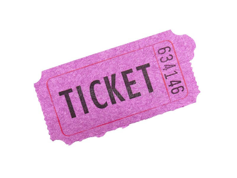 Pink ticket on white background.