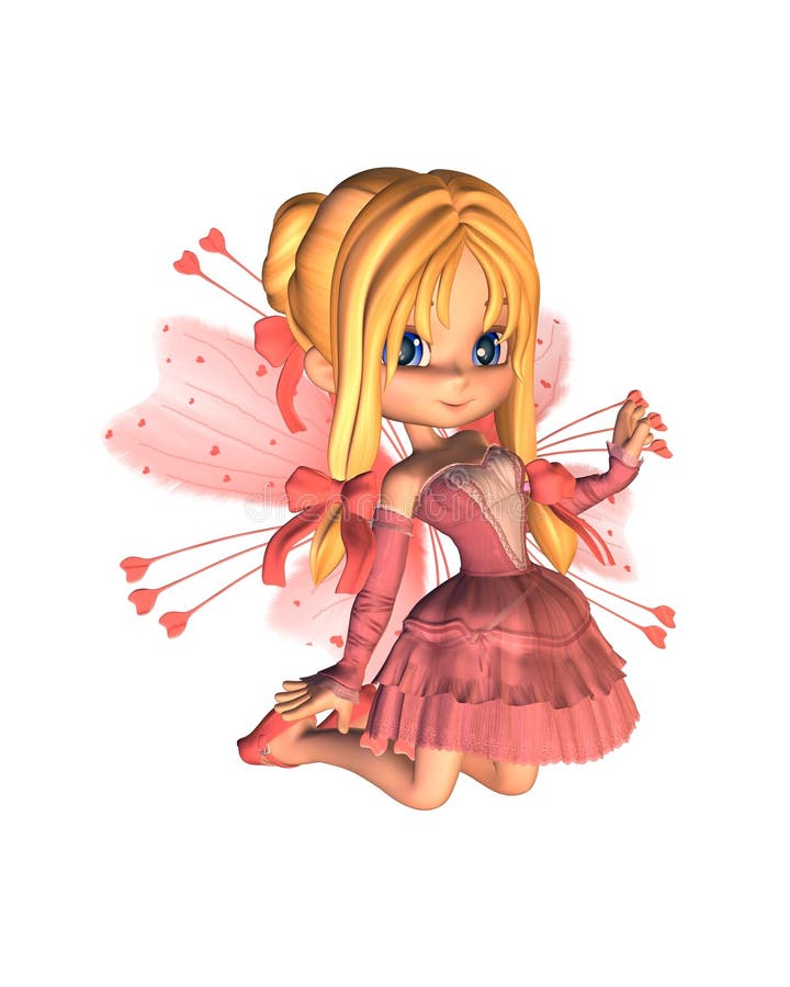 Digital render of a cute toon Valentine fairy, dressed in pink. Digital render of a cute toon Valentine fairy, dressed in pink