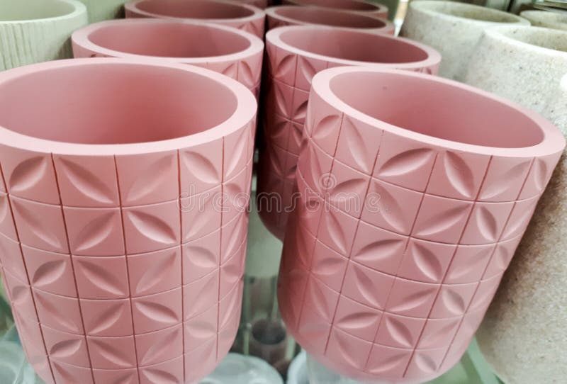Pink Toothbrush Holders, Horizontal Photo. Stock Image Image of