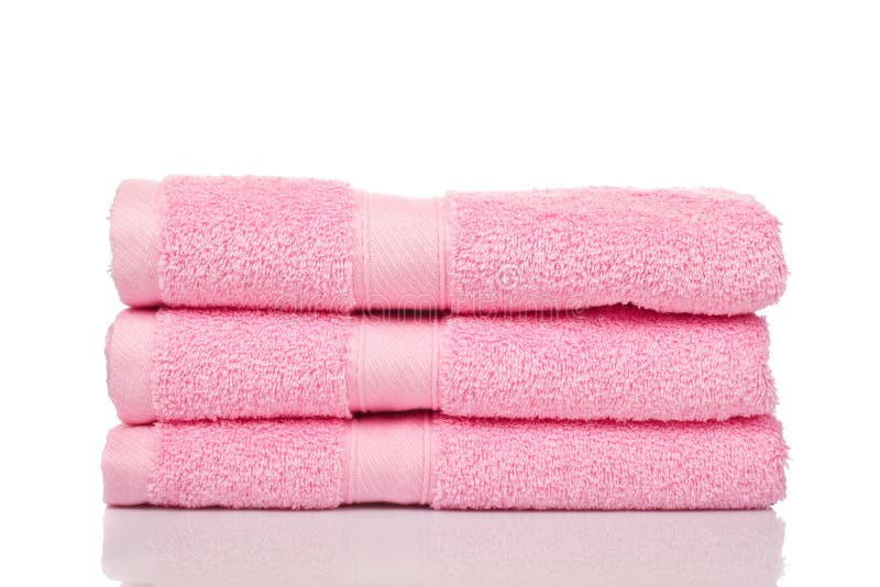 Pink towels stock image. Image of stack, bathroom, colorful 4848653