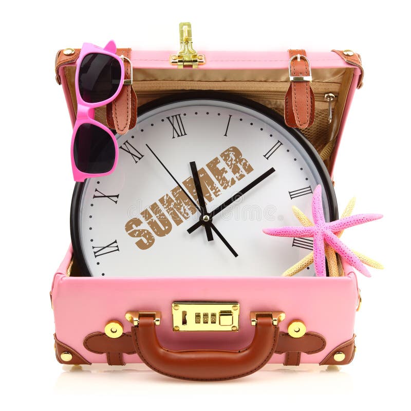 Pink travel suitcase stock image