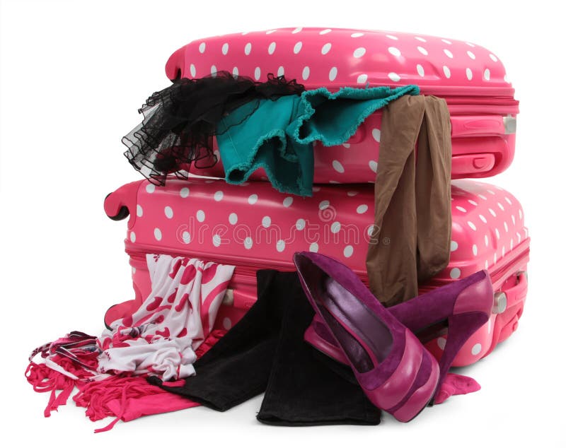 Pink travel suitcase royalty free stock image