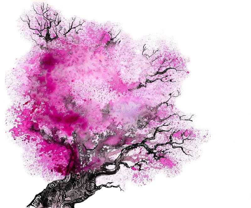 Pink tree vector illustration