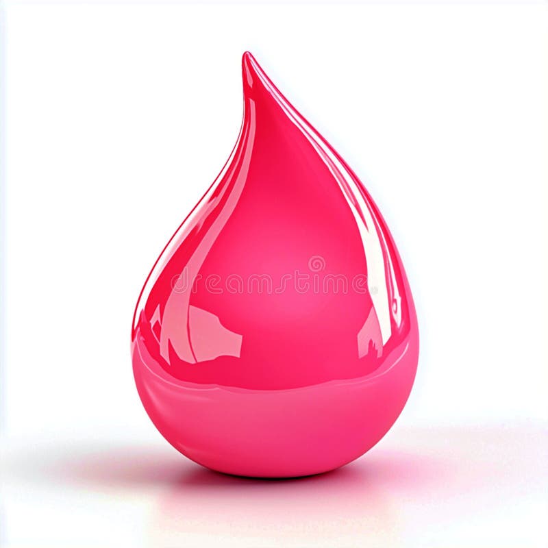 Pink Troplet flüssige Farbe Spritzgießelement auf weiß machen isoliert auf weißem Untergrund. Ein lebhaftes rosa Tröpfchen mit glänzender Oberfläche perfekt, um jedem Design-Projekt einen Farbtupfer hinzuzufügen.