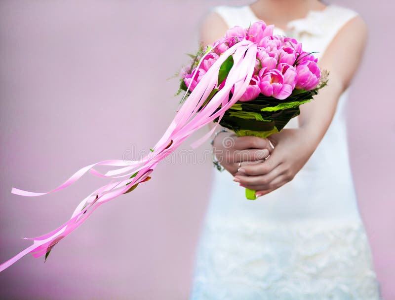 Close up of pink tulips