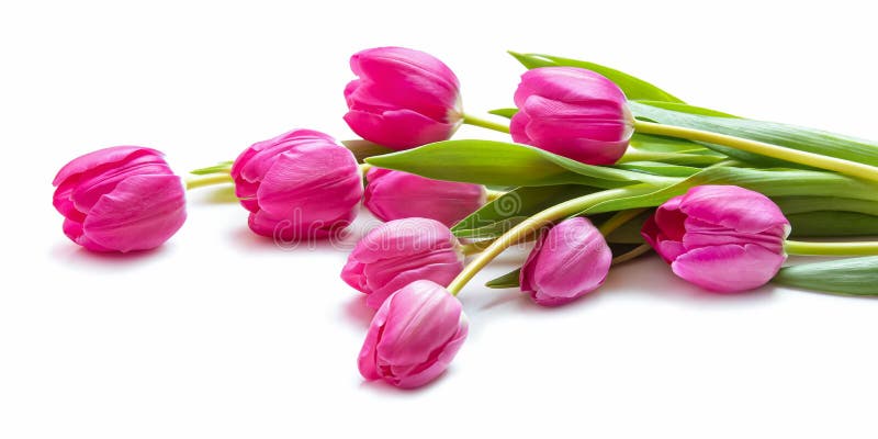 Pink tulips on a white background. Isolate.