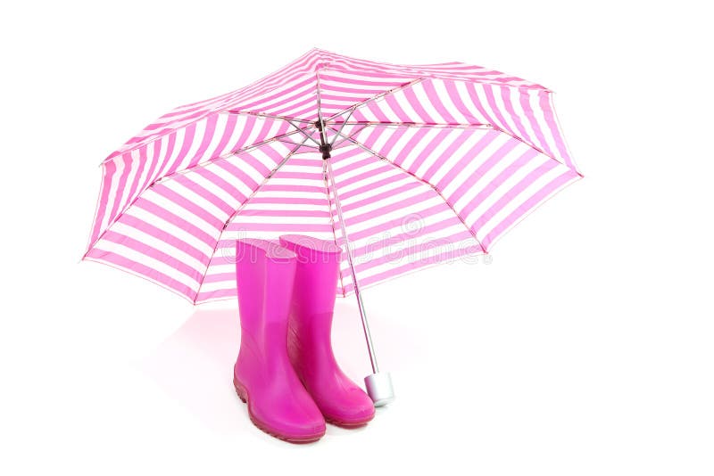 Pink Umbrella and Rain Boots Stock Image Image of boots, objects 16767417