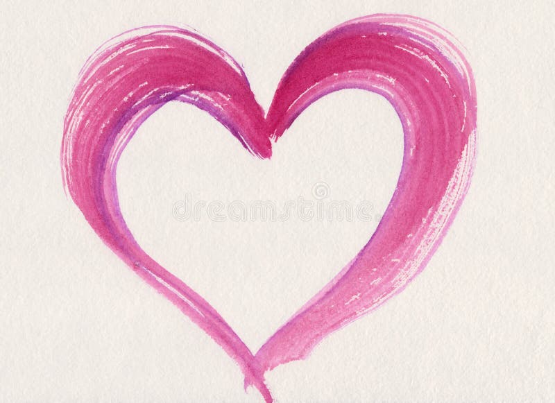Watercolor painting of a pink heart for love greetings for valentines day. Watercolor painting of a pink heart for love greetings for valentines day.