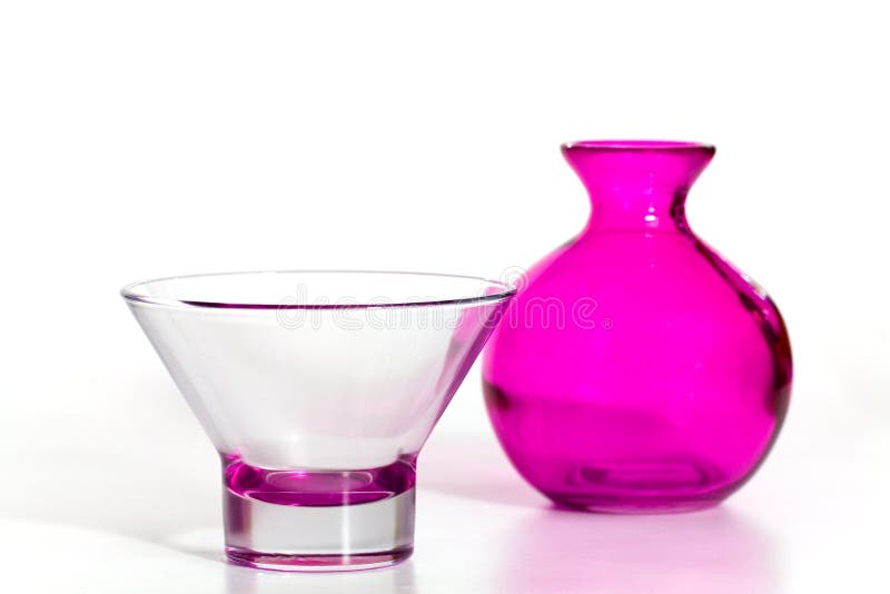 Pink Vase and Cup on the white Background