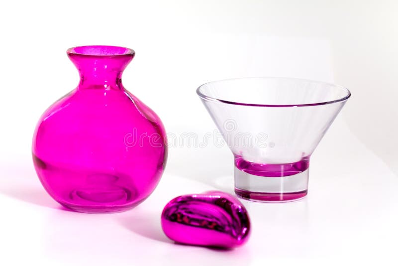 Pink Vase and Cup on the white Background