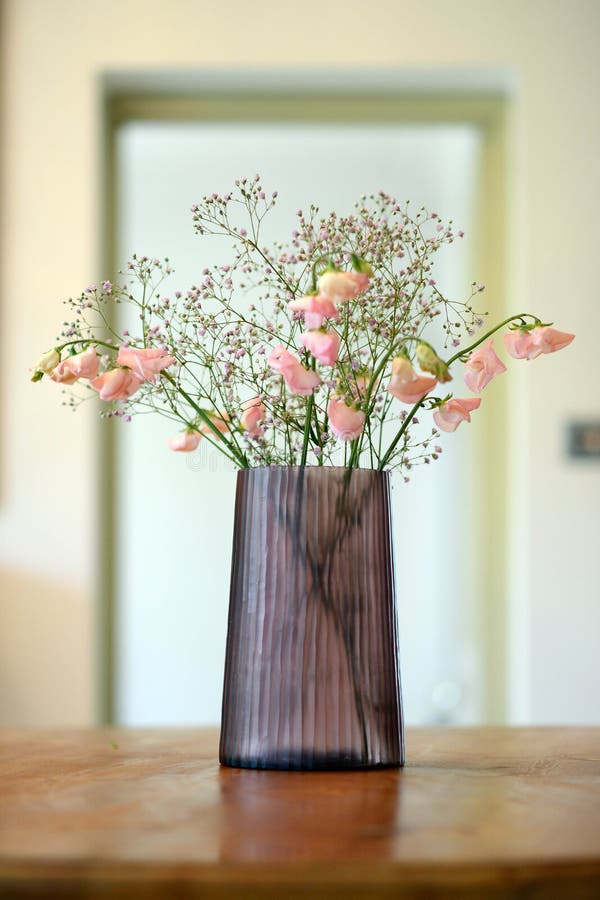 Pink vase stock photo. Image of house, glass, room, fluted 84968524
